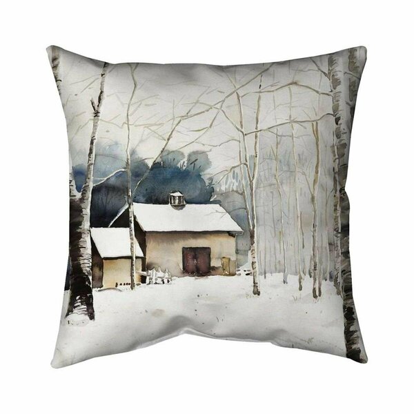 Begin Home Decor 20 x 20 in. Small Winter Barn-Double Sided Print Indoor Pillow 5541-2020-LA150